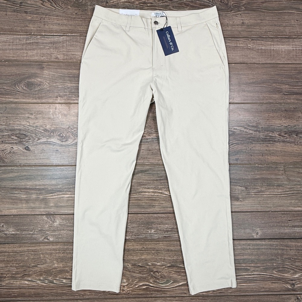 Collars & Co Mens Size 36x30 Apex Tech Pant Ivory 4-Way Stretch Tailored Fit NWT - Picture 2 of 9